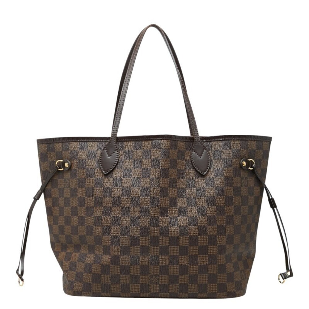 Louis Vuitton Damier Neverfull Tote Bag Shoulder Brown Leather